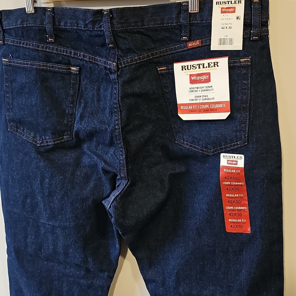 Rustler Dark Wash New With Tags 42x30 Regular Fit Straight Leg Jeans